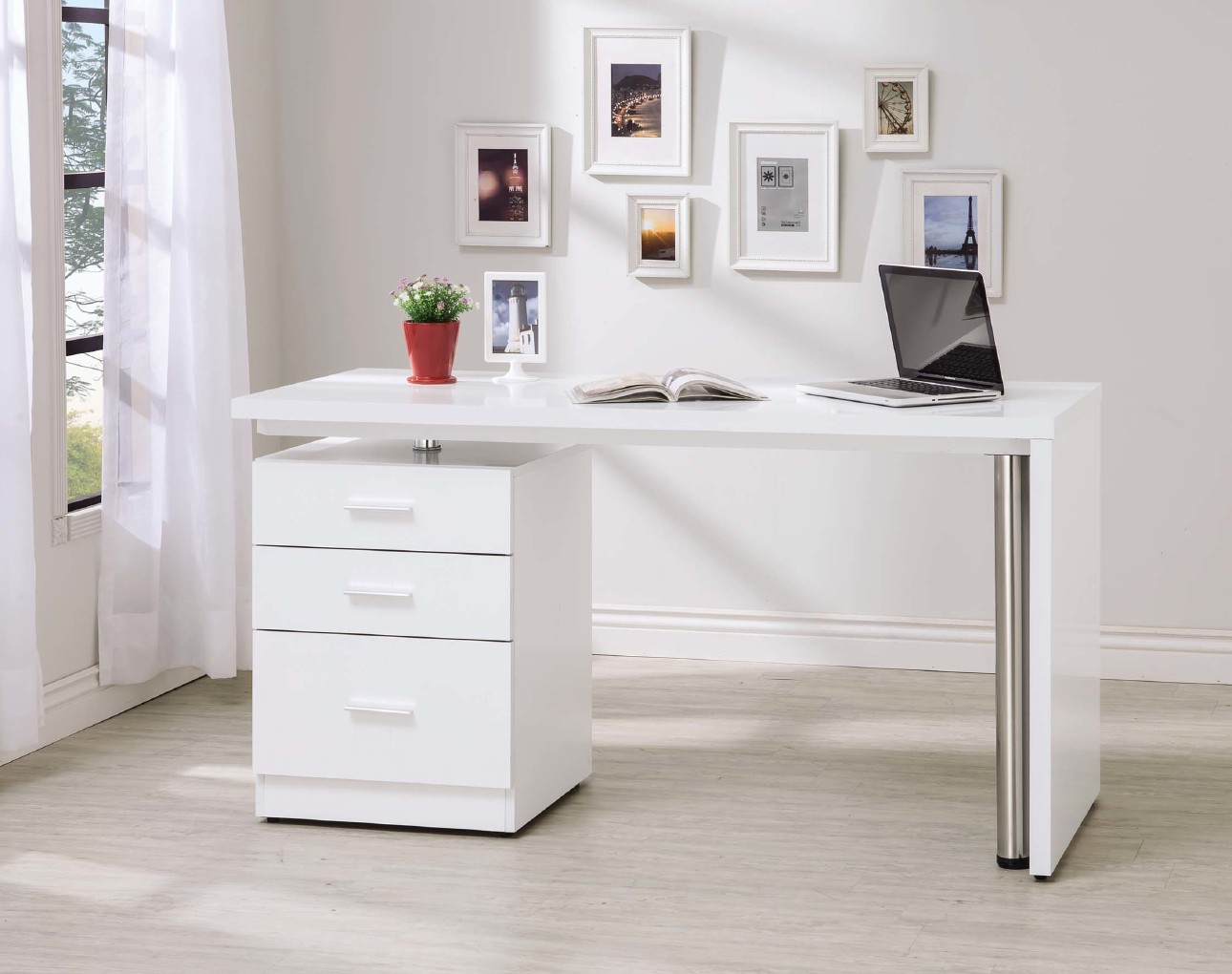 艾美白色4.8尺旋轉功能書桌
