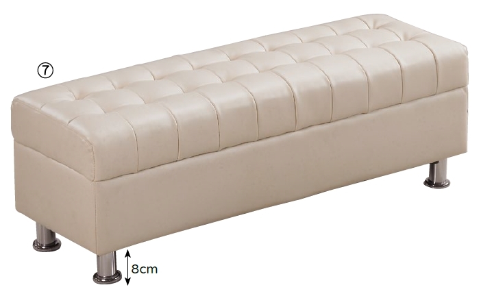 庫倫120 米白皮沙發椅凳